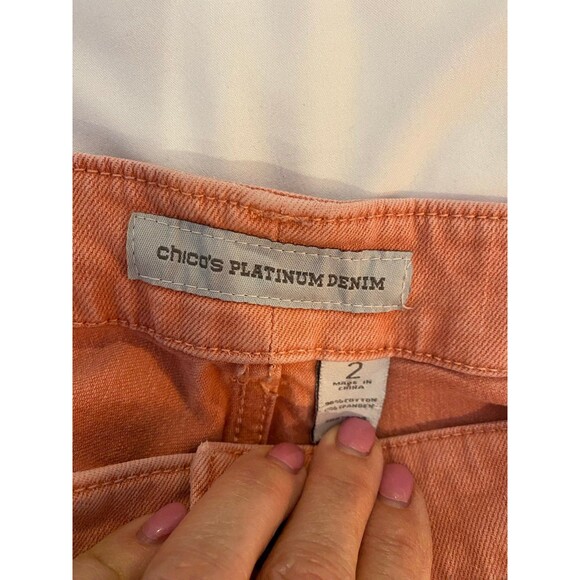 Chico’s Platinum Denim Salmon Colored Chico Size 2- large Size 12 Casual Jeans - Picture 6 of 8